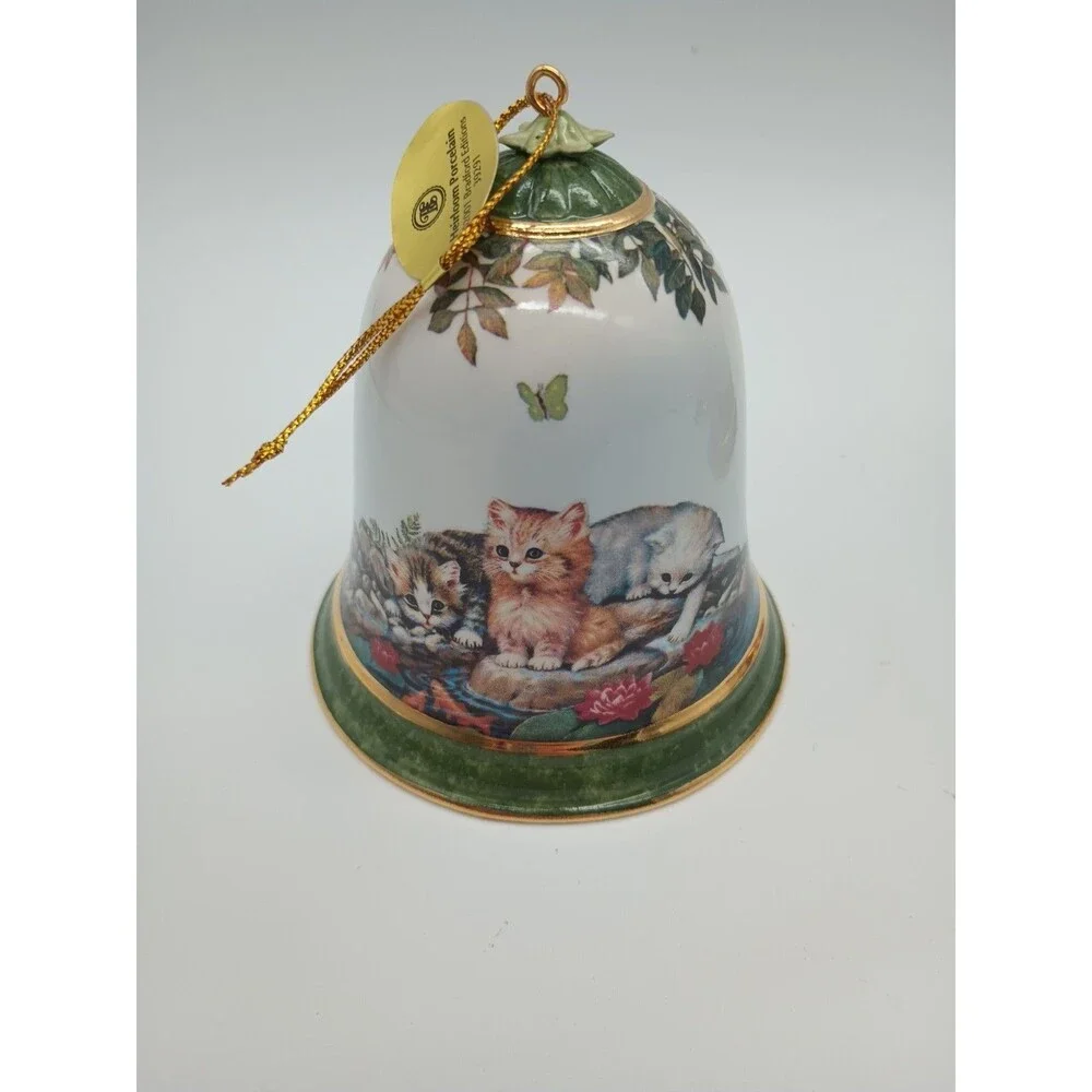 The Bradford Editions Garden Discoveries Kitten Ornaments 3 Bells Kitty Cat